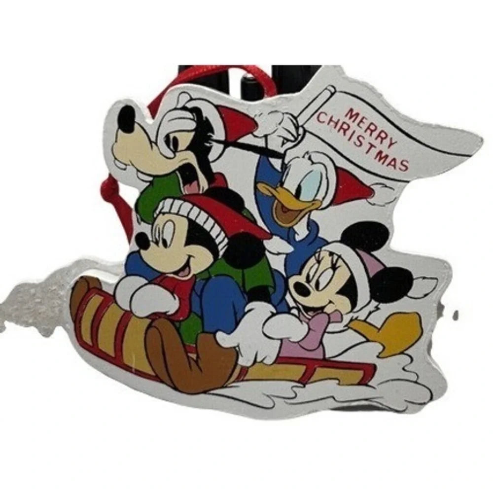 Kurt Adler Disney Set 4 Wood Christmas Ornaments Mickey Minnie Mouse Donald Duck